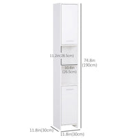 Tall Bathroom Vanities, Narrow Bathroom Cabinets with 2 Doors, Open Compartment and Adjustable Shelves, White