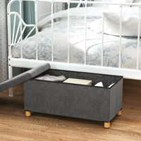 Storage Ottoman Bench, Velvet Upholstered Foldable Ottoman Footrest, Foot Stool with Wood Legs for Living Room, Bedroom