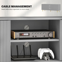 TV Stand with Storage for 55 Inch TV, Modern TV Cabinet with 2 Open Shelves and 2 Cabinets for Living Room, Grey