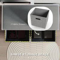 Shoe Storage Bench with Seat, Entryway Bench Seat with Cushion, 2 Fabric Drawers for Hallway, White