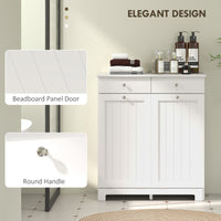 Laundry Cabinet, Tilt Out Laundry Hamper Cabinet with 2 Baskets, Bathroom Hamper Cabinet with 2 Drawers, White