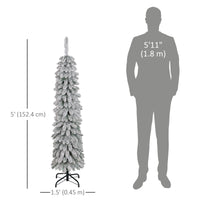 7ft Pencil Artificial Christmas Tree with Pine Realistic Branches, Auto Open, Pink and White