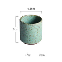 KINGLANG  Japanese Green Color Retro Handmade Ceramic Plates Single Home Restaurant Teacup Round Steak Plate Rice Salad Bowl