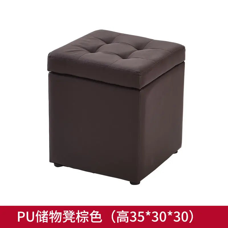 Folding Stool Multifunctional Storage Ottoman Living Room Furniture Nordic Style Outdoor Portable Folding Chair PU Leather Stool