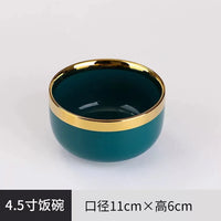 MT Nordic Light luxury golden border ceramic dishes dishes tableware high grade grandmother green household dishes steak plate