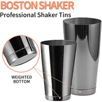 Stainless Steel Boston Shaker Bar Shaker with different Surface Finish -2 Piece Cocktail Shaker, 15-Ounce and 25-Ounce