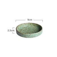 KINGLANG  Japanese Green Color Retro Handmade Ceramic Plates Single Home Restaurant Teacup Round Steak Plate Rice Salad Bowl