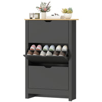 Shoe Storage Cabinet with 3 Flip Drawers and Adjustable Shelves for 12-18 Pairs of Shoes, Black