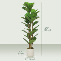 4FT Artificial Fiddle Leaf Fig Tree, Fake Potted Tree with Solid Wood Trunks and Lifelike Leaves for Indoor Decor, Green