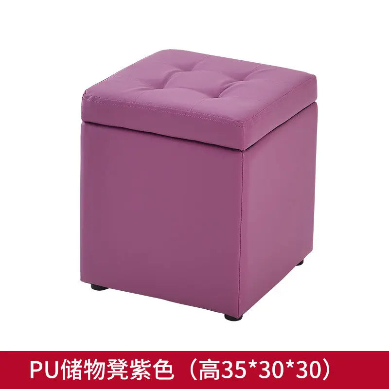 Folding Stool Multifunctional Storage Ottoman Living Room Furniture Nordic Style Outdoor Portable Folding Chair PU Leather Stool