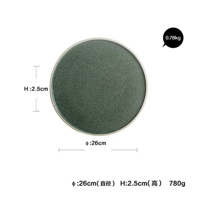 Exclusive KINGLANG Mint Color Ceramic Dinner Plate Creative Western Big Steak Plate Salad Bowl