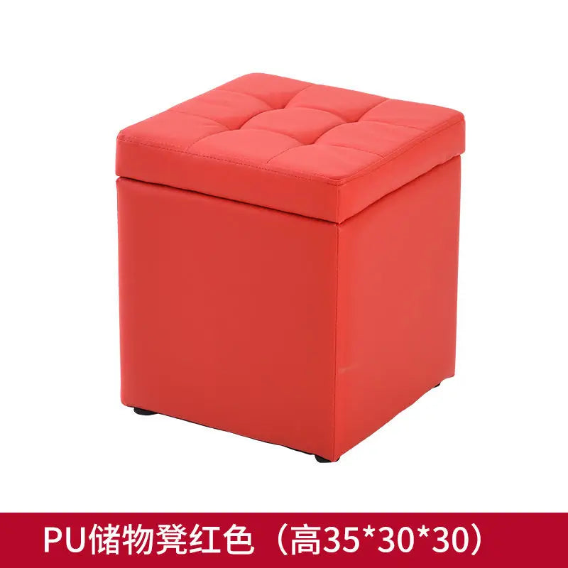 Folding Stool Multifunctional Storage Ottoman Living Room Furniture Nordic Style Outdoor Portable Folding Chair PU Leather Stool
