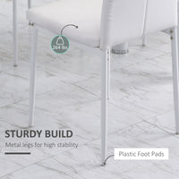 Set of 4 Modern Style Dining Chairs, Button Tufted High Back Side Chairs with Upholstered Seat, Steel Legs, White