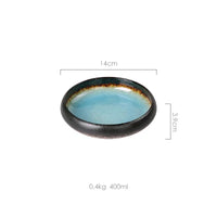 KINGLANG Creative Kiln Ice Split Glaze Ceramic Plate  Japanese Sushi Sashimi Plate Dish Salad Plate