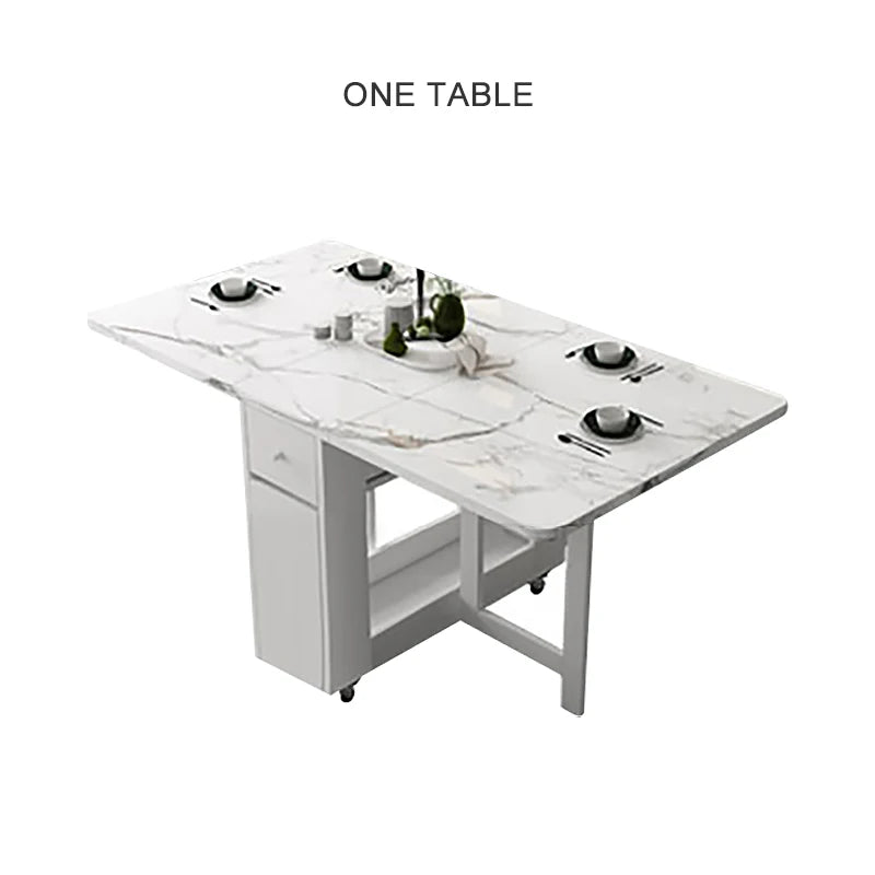 Fashion White Color Folding Dining Table Furniture yemek masasi Multifunctional Rectangle Foldable Dining Table Folding Chairs