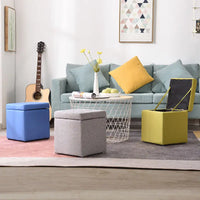 Folding Stool Multifunctional Storage Ottoman Living Room Furniture Nordic Style Outdoor Portable Folding Chair PU Leather Stool