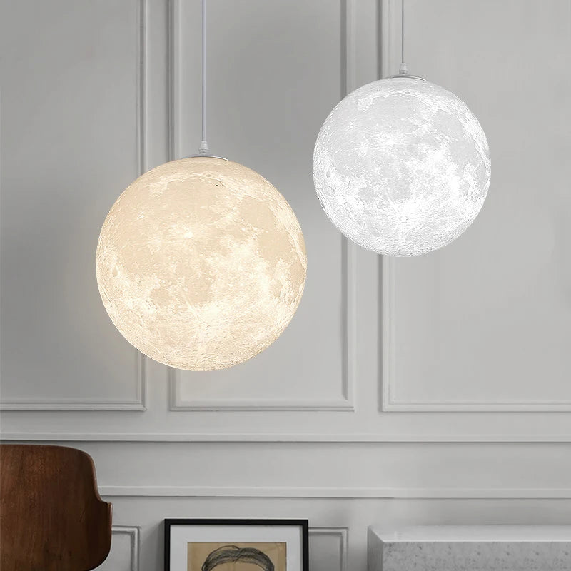 3D printed moon chandelier bedroomliving room dining room chandelier modern PLA environmentally friendly round ball moon lamp