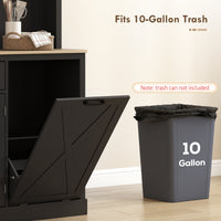 69" Pantry Cabinet with Charging Station, Kitchen Cabinet with Microwave Stand, Tilt-Out Trash Can Cabinet, Black