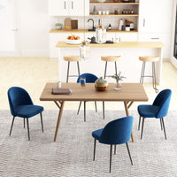 Modern Dining Chairs, Mid-Back Velvet-touch Upholstery Side Chair, Table Chair for Living Room, Dining Room, Dark Blue, Set of 4