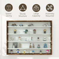 5-Tier Display Cabinet, Shot Glass Display Case, Glass Curio Cabinet with 2 Glass Doors and 4 Adjustable Shelves, Brown