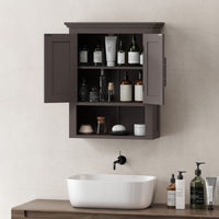 Bathroom Wall Cabinet, Medicine Cabinet, Toilet Storage Cabinet with Shelf for Living Room and Entryway, Brown