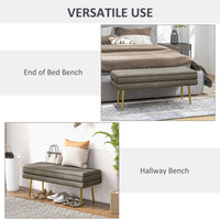 39" Storage Ottoman, Velvet End of Bed Bench with Steel Legs, Foot Stool with Storage for Bedroom, Living Room, Beige