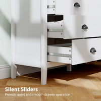 Chest of Drawers with Quiet Slides, Modern 6 Drawer Dresser for Bedroom, Closet, Living Room, Entryway, White