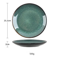 ANTOWALL European style simple peacock pattern dinnerware set kiln glazed dish ceramic soup salad bowl steak plate disc mug