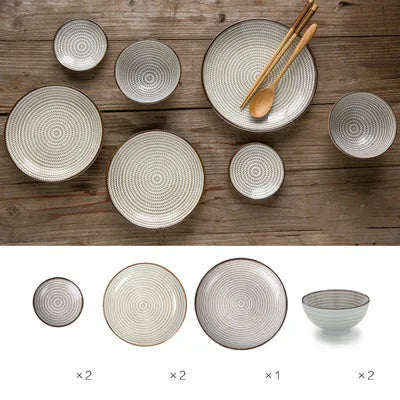 7pcs/set Japan style Promotion ceramic procelain dinner set  BLUE TABLEWARE SETS INCLUDE BOWL PLATE  7 pieces lovers dinner set