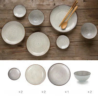 7pcs/set Japan style Promotion ceramic procelain dinner set  BLUE TABLEWARE SETS INCLUDE BOWL PLATE  7 pieces lovers dinner set