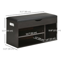 Shoe Bench Entryway Storage Rack with Padded Cushion, Hidden Storage for Hallway, Living Room, Black