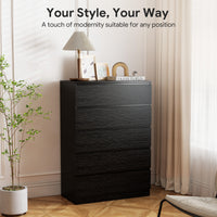 Dresser for Bedroom with 5 Drawers, Modern Chest of Drawers for Living Room, Closet, Hallway, Black