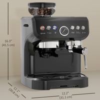 Espresso Machine, 15 Bar Barista Coffee Maker with Milk Frother, Fast Heating, Grinder for Espresso, Latte, Cappuccino