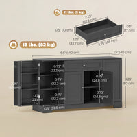 55" Modern Kitchen Storage Cabinet with Drawer, Adjustable Shelves, Small Kitchen Pantry with Door Racks, Black