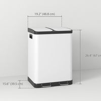Kitchen Garbage Bin, 2 x 7.9 Gal (2 x 30 L) Trash Can, Soft-Close Garbage Can with Removable Inner Buckets, White