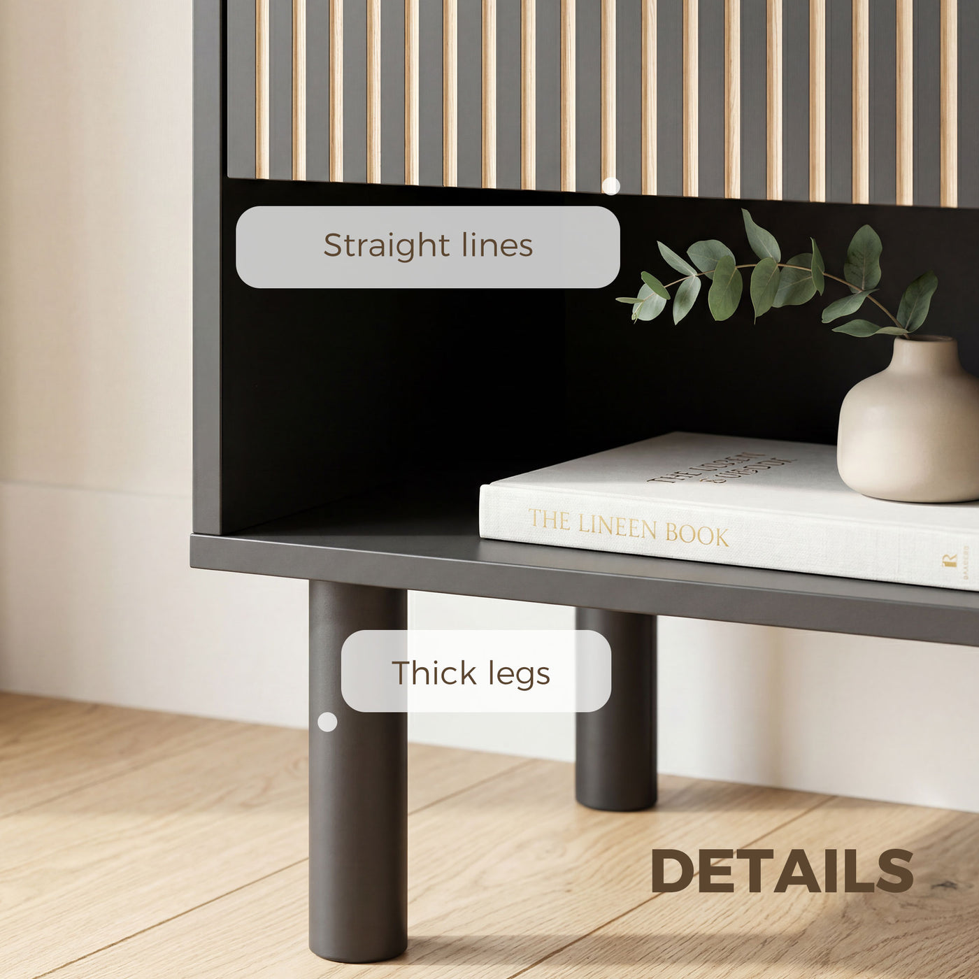 Modern Bedside Table with Drawer and Open Shelf, Sofa Side Table for Bedroom Living Room, Set of 2, Black