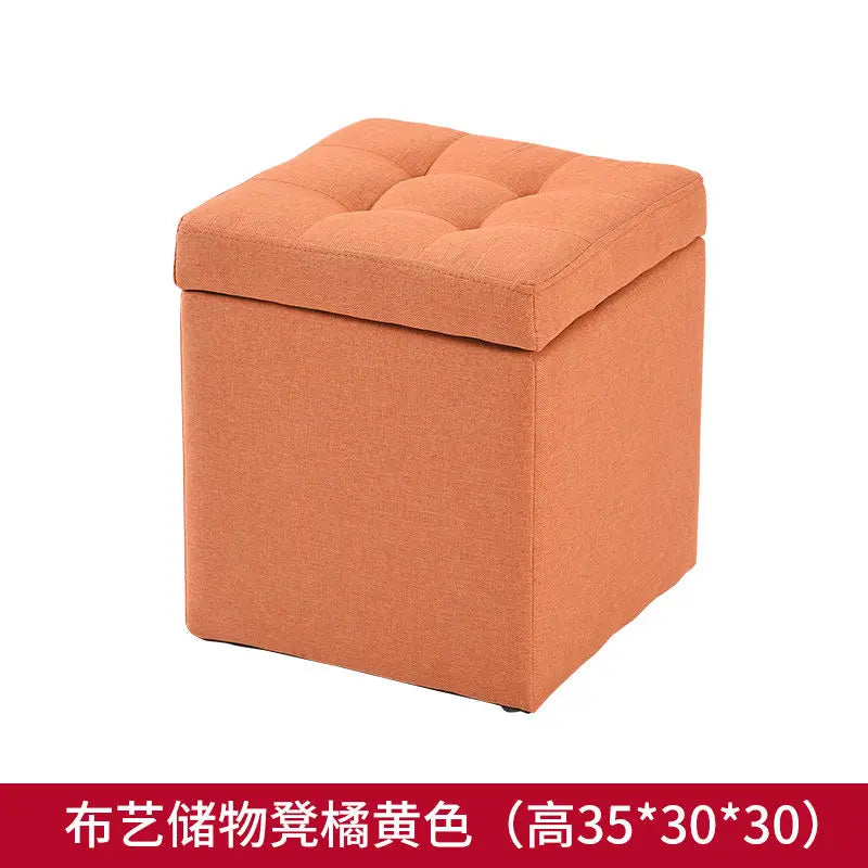 Folding Stool Multifunctional Storage Ottoman Living Room Furniture Nordic Style Outdoor Portable Folding Chair PU Leather Stool