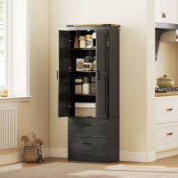 67" Tall Kitchen Pantry Storage Cabinet, Kitchen Pantry Cabinet with Doors, Drawers and Adjustable Shelves, Black