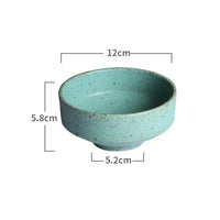 KINGLANG  Japanese Green Color Retro Handmade Ceramic Plates Single Home Restaurant Teacup Round Steak Plate Rice Salad Bowl