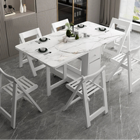 Fashion White Color Folding Dining Table Furniture yemek masasi Multifunctional Rectangle Foldable Dining Table Folding Chairs