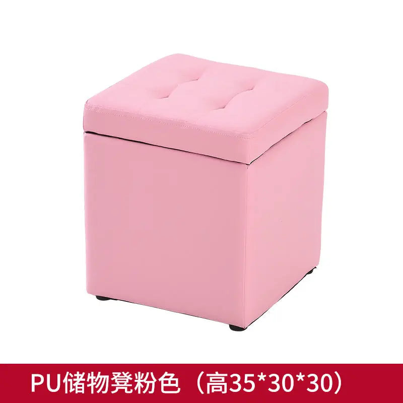 Folding Stool Multifunctional Storage Ottoman Living Room Furniture Nordic Style Outdoor Portable Folding Chair PU Leather Stool