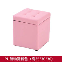 Folding Stool Multifunctional Storage Ottoman Living Room Furniture Nordic Style Outdoor Portable Folding Chair PU Leather Stool
