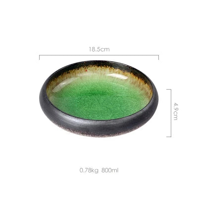 KINGLANG Creative Kiln Ice Split Glaze Ceramic Plate  Japanese Sushi Sashimi Plate Dish Salad Plate