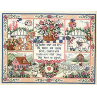 Amishop-Counted Cross Stitch Kit, The Natural Animals and Garden Flowers Little House, Beautiful Lovely, Dim 03731