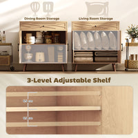 30" Sideboard with Patterned Doors, Buffet Cabinet with Drawer and Cabinet for Dining Room, Oak