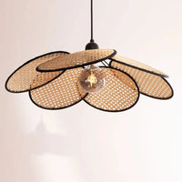 Rattan chandelier Wicker Suspension lamp Screen Cannage Kitchen Wood Bamboo chandelier e27 Creative Leaf Grid Hand designer lamp