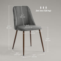 Upholstered Dining Chairs Set of 4, Velvet Accent Chair with Back and Wood-grain Steel Leg for Kitchen, Dark Grey