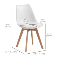 Modern Dining Table Chairs Set of 4, Rubber Wood Kitchen Table Chairs with PU Leather Cushion for Living Room, Bedroom
