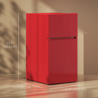 3.2 Cu Ft Compact Refrigerator, Mini Fridge with Freezer, Adjustable Shelves and Reversible Doors for Bedroom, Red