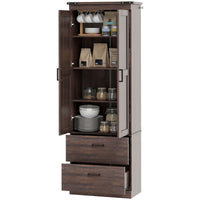 67" Tall Kitchen Pantry Storage Cabinet, Kitchen Pantry Cabinet with Doors, Drawers and Adjustable Shelves